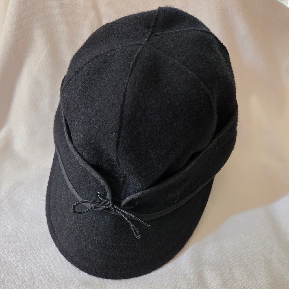 Vintage Stormy Kromer Blizzard Kap Men 7 1/4 Black Excellent Wool Blend Hat